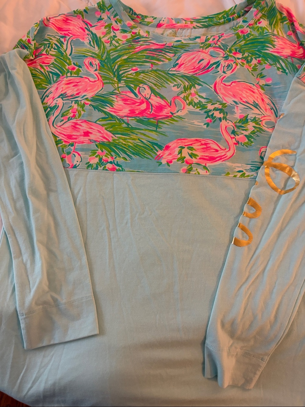 Lilly Pulitzer Sky Blue Tee with Pink & Aqua Floral Print